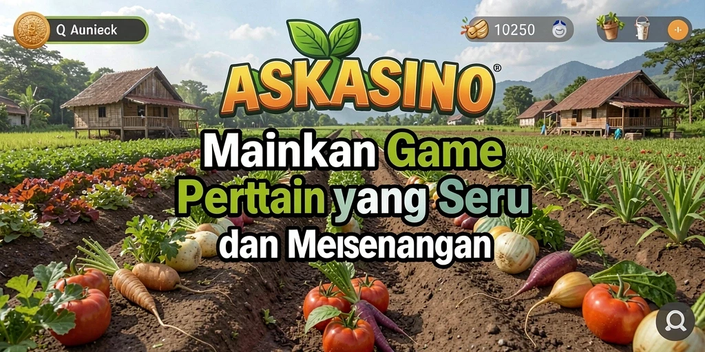 Screenshot gameplay ASKASINO yang menampilkan aktivitas pertanian yang seru.