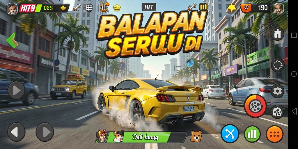 Gameplay HIT9 menunjukkan aksi balap yang mendebarkan.