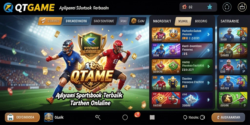 Screenshot QTGAME menampilkan antarmuka menarik untuk taruhan olahraga.