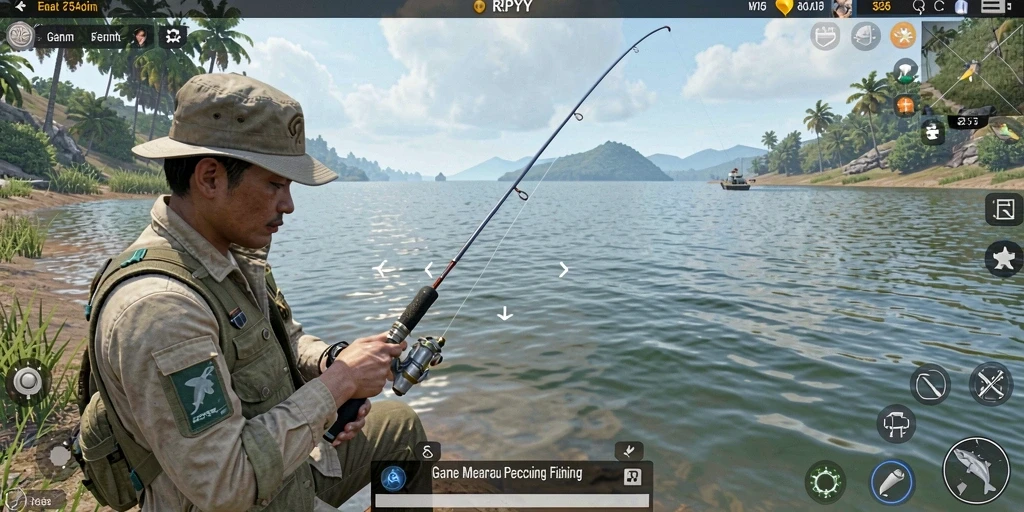 Tampilan menarik dari gameplay memancing yang mendebarkan di RPYYY.