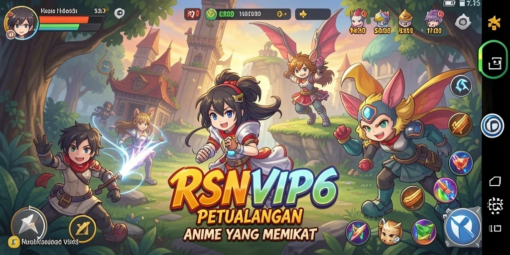 Tampilan gameplay seru dari RSNVIP6 dengan karakter anime ikonik.