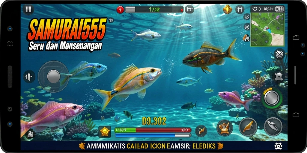 Gameplay seru Tembak Ikan di SAMURAI555 yang penuh warna.