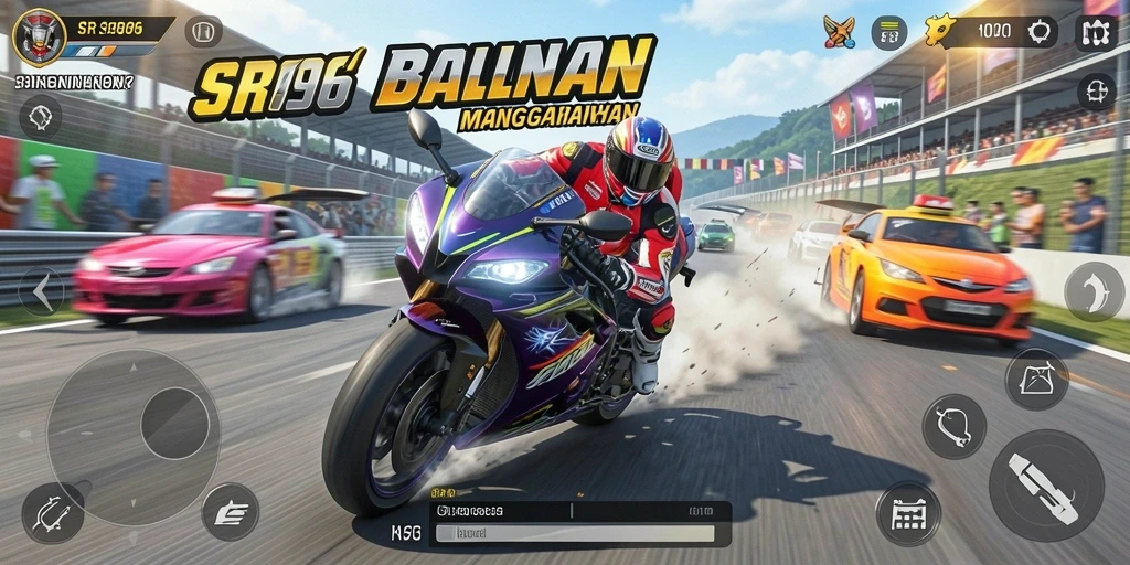Gameplay seru SR996 dengan motor balap yang menantang.