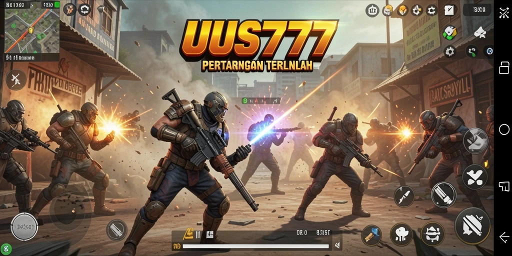 Gameplay UUS777 menunjukkan aksi intens di dunia Battle Royale.