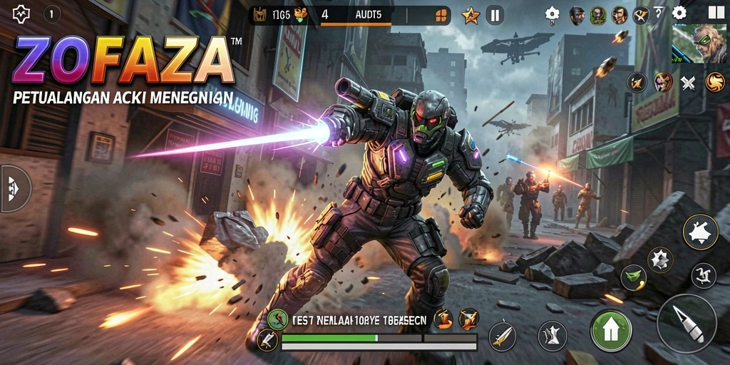 Tampilan aksi seru dalam gameplay ZOFAZA.